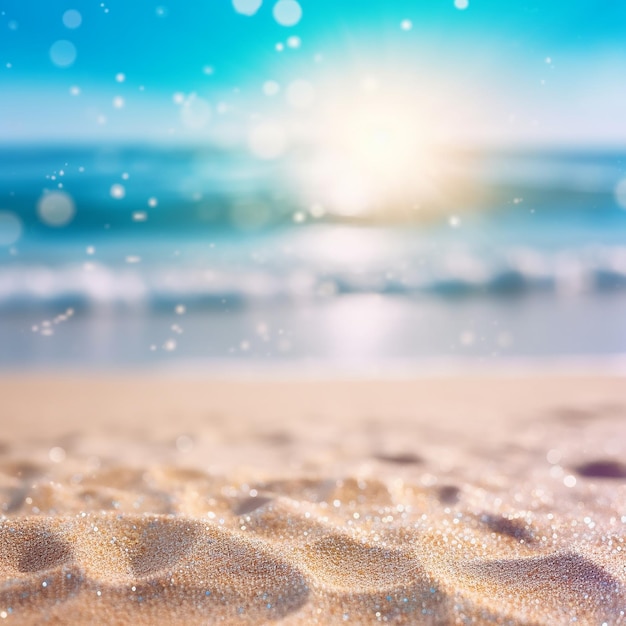 Een strand met zand en de zee op de achtergrond