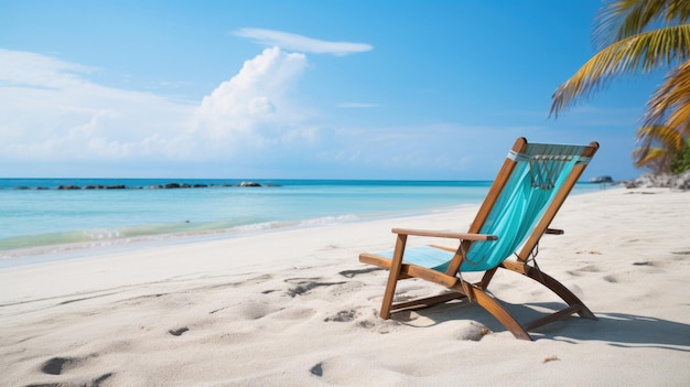 Een strandstoel op het strand