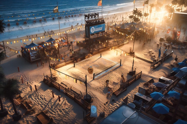 Een strandvolleybaltoernooi met teams en prijzen