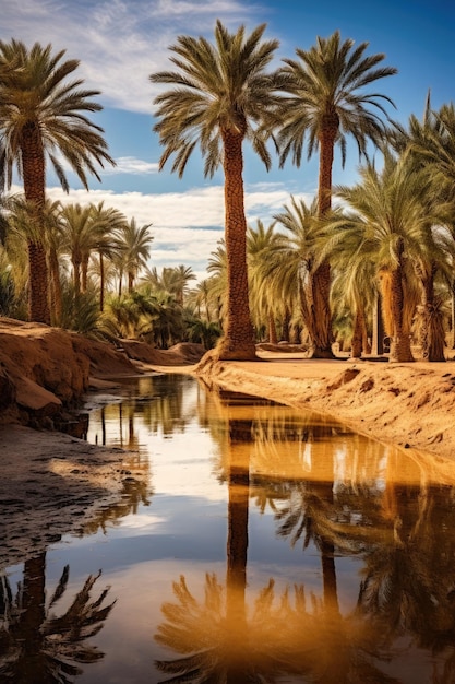 een stroom van water met palmbomen