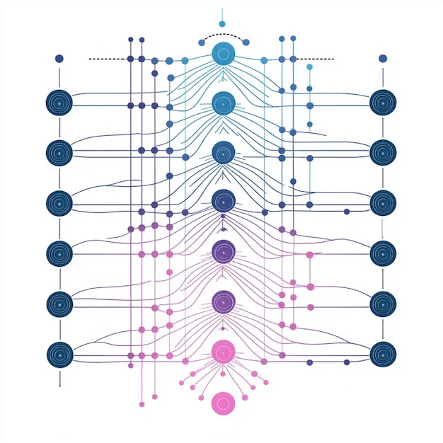 Een stroomdiagram van een neuraal netwerk dat wordt gebruikt in data mining voor deep learning-toepassingen
