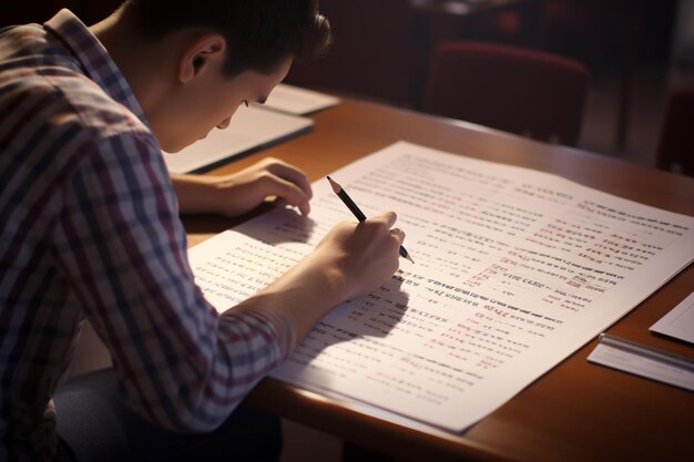 Een student die een antwoordblad invult tijdens een generatieve ai