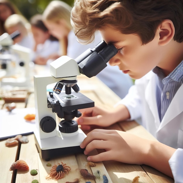 Een student die onderzoek doet in het schoollaboratorium.