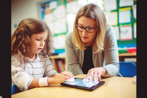 Een student leert technologie te gebruiken