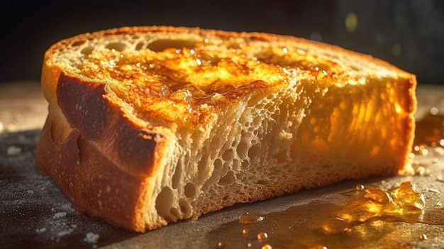 Een stuk brood met boter erop