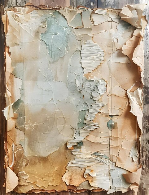 Een stuk gescheurd papier met een schilderij erop.