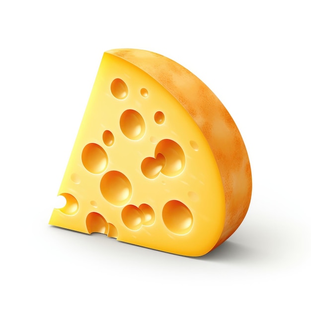 Een stuk kaas geïsoleerd op een witte achtergrond Top view Generatieve AI