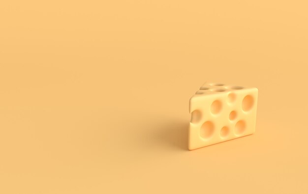 Een stuk kaaskaas op gele achtergrond