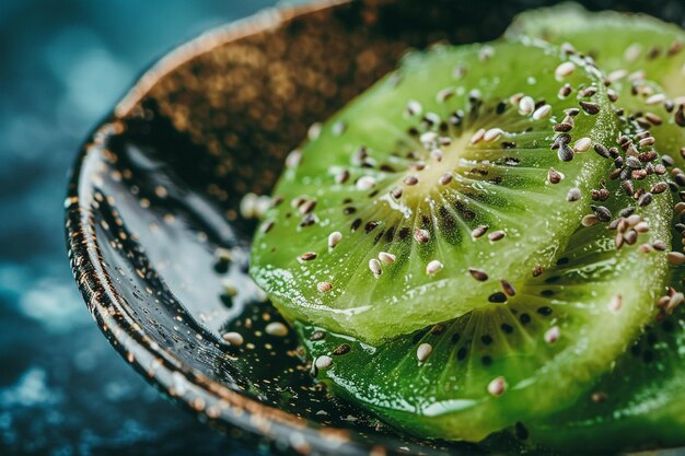 Foto een stuk kiwi als versiering voor een tropische mocktail