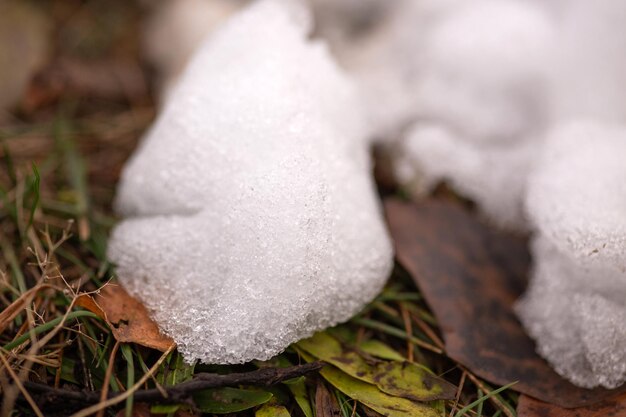 een stuk sneeuw dat op de grond ligt
