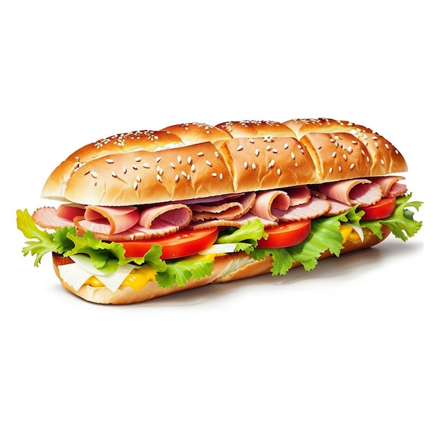 een subsandwich met ham