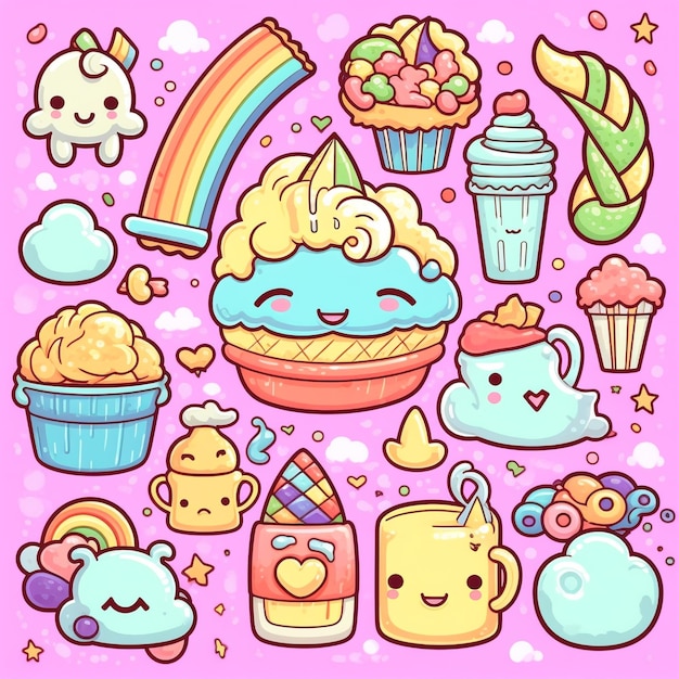 Foto een superleuke kawaii-sticker