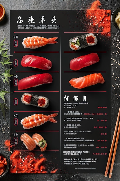 Foto een sushi restaurant menu mooie sjabloon