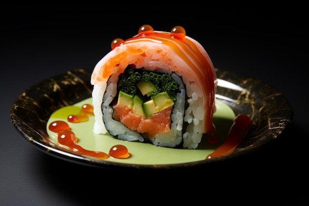 Een sushi rol ontworpen met creatieve flair