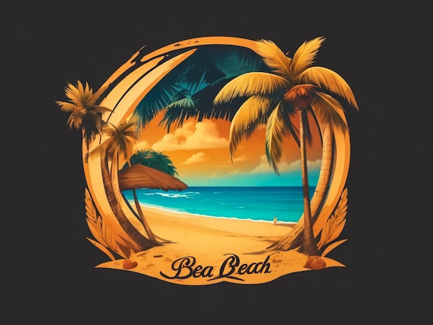 Foto een t-shirt design logo voor het strand