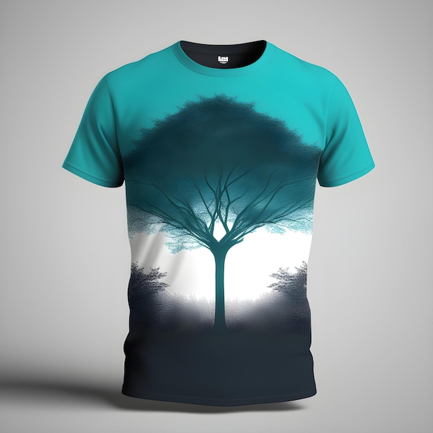 een t-shirt met een rustgevende en elegante wintertaling met sierlijke boom