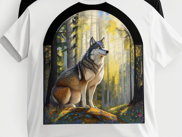 Een t-shirtontwerp met wolf