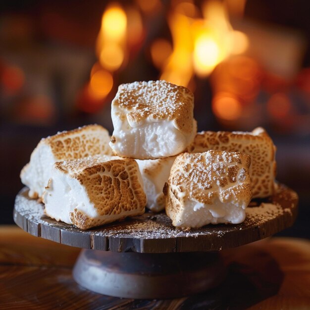 Foto een taart met marshmallows erop