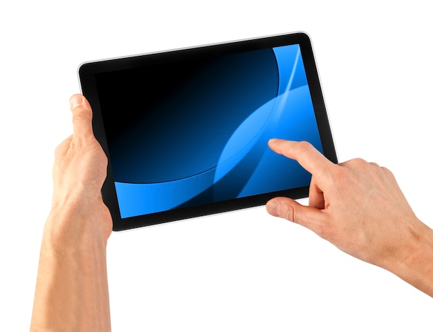 Een tablet op de witte achtergronden