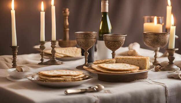 Foto een tafel met een kaars die een kaars erop heeft