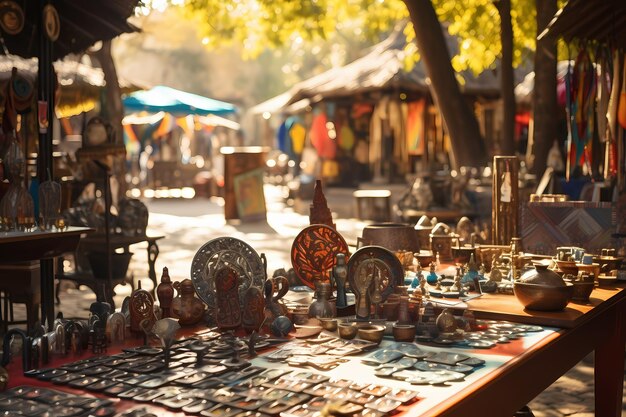 Foto een tafel met veel items erop en een bord dat het woord erop zegt