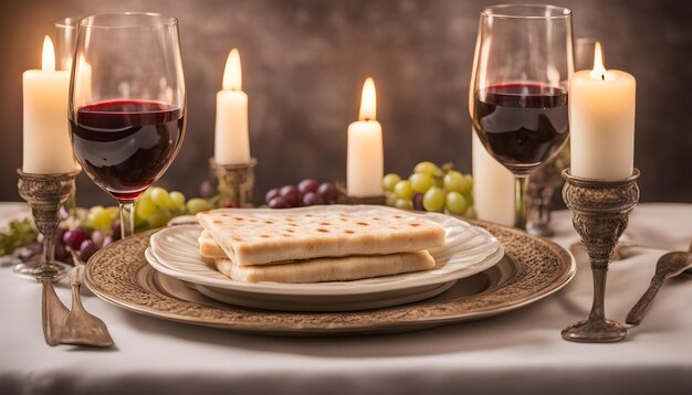 een tafel met wijnglazen en een bord met crackers en druiven