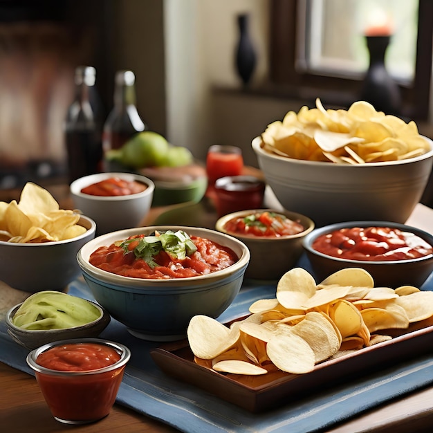 een tafel vol gezonde snacks AI