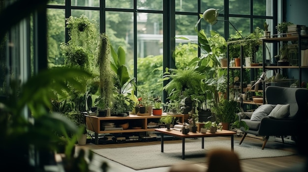 Een tafel vol talrijke potplanten