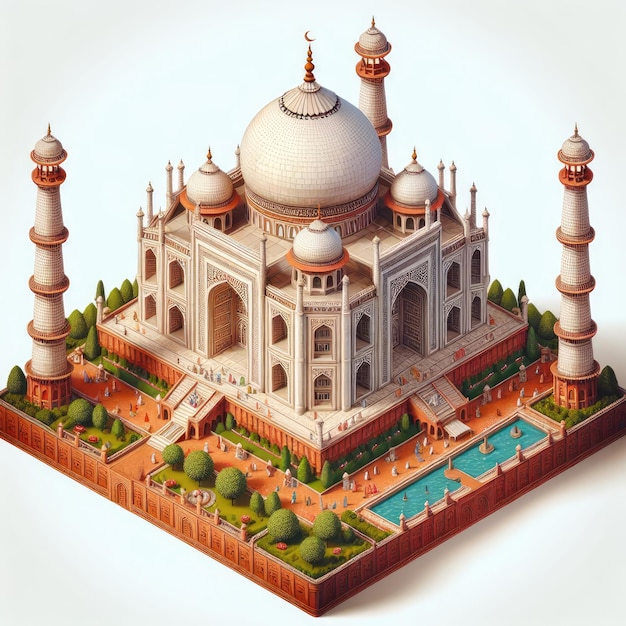 Foto een taj mahal isometrisch