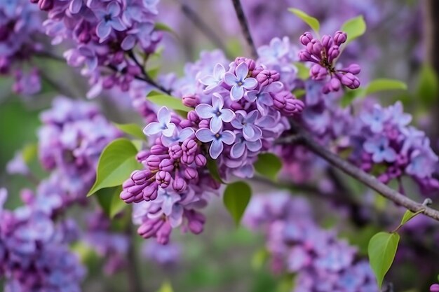 Een tak met paarse bloemen met het woord lila erop