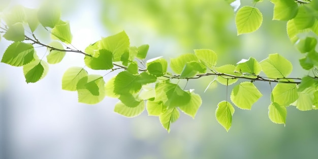 Een tak van een boom met groene bladeren