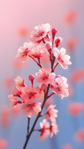 Een tak van een boom met roze bloemen