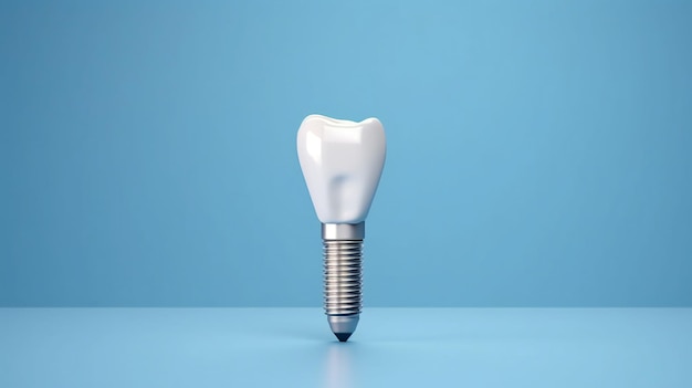 Een tandheelkundig implantaat op blauwe achtergrond