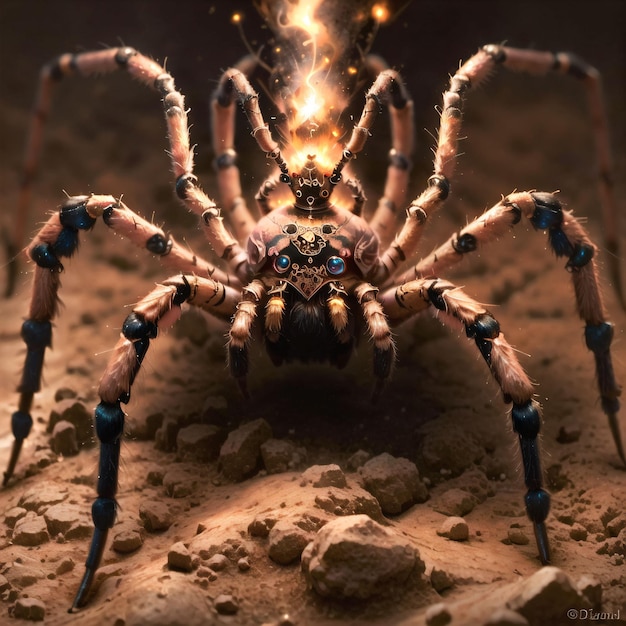 Een tarantula spinnekop met vuur