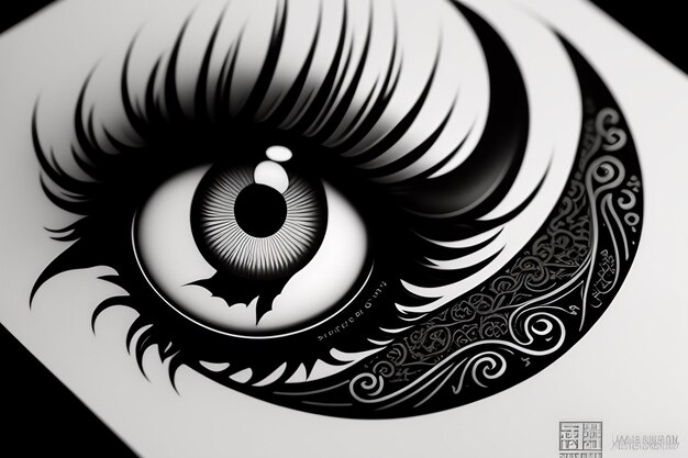 een tattoo-stencil van anime-ogen in blackwork-stijl 3