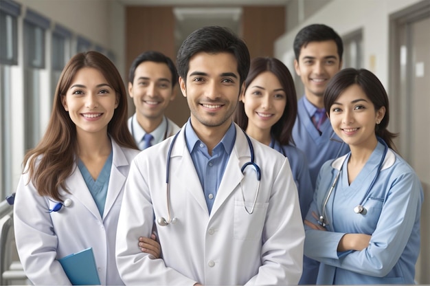 Een team van artsen met glimlachende gezichtsbeelden