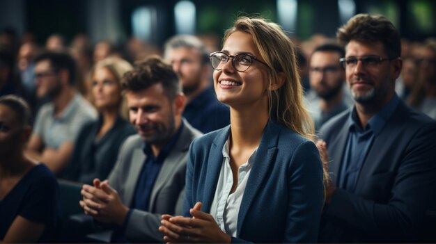 Een team van professionals, zowel mannen als vrouwen, in een modern kantoor dat hun enthousiasme laat zien