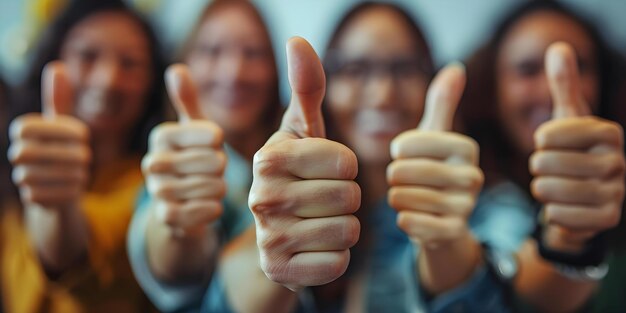 Een teamleider toont zijn goedkeuring met een duimsteun die de toewijding aan teamwerk symboliseert Concept Teamwerk Duimsteun Symbol Communicatie Herkenning van leiderschap