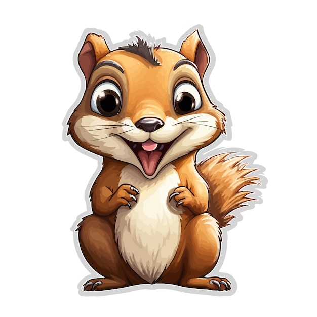 Een tekenfilmtekening van een eekhoorn met een open mond.