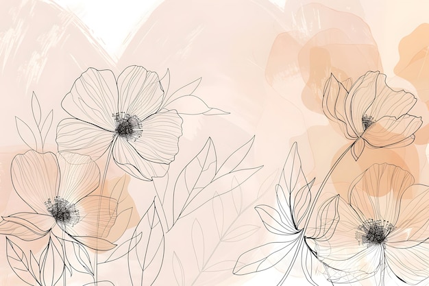 een tekening van bloemen met een roze achtergrond met een witte omtrek