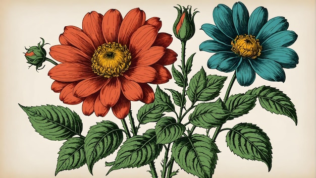 een tekening van bloemen uit de collectie van het originele schilderij door een schilder