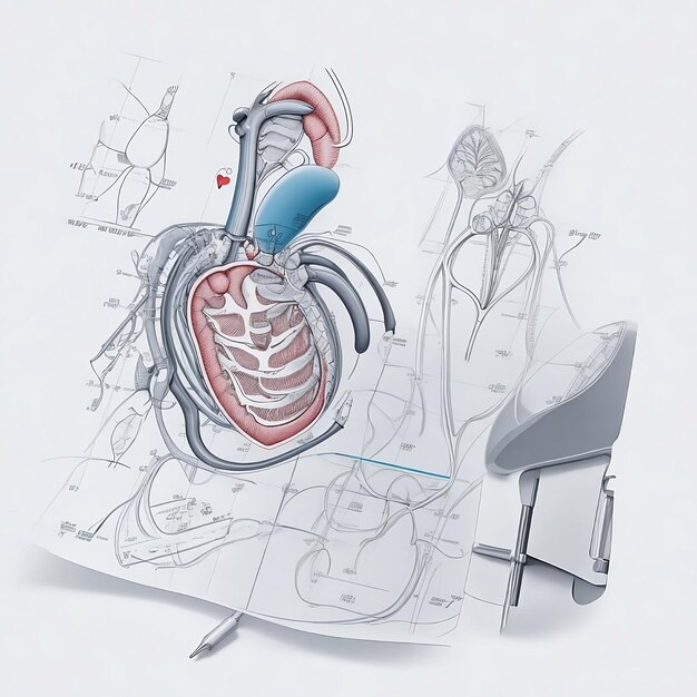 Een tekening van cardioloog plant onderzoek met behulp van diagnostisch medisch hulpmiddel om wereldgezondheidsdag te vieren