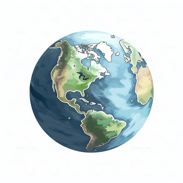 Een tekening van de planeet aarde met bovenaan Canada.