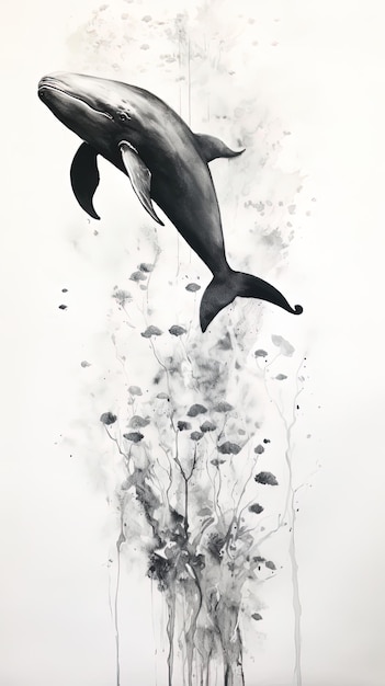 Een tekening van dolfijnen met de woorden dolfijn en het woord dolfijnen.