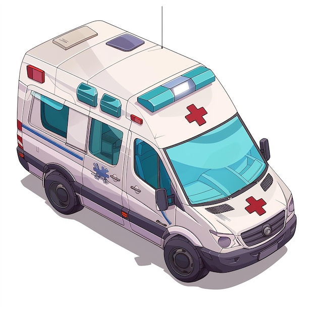 Foto een tekening van een ambulance met een rood kruis bovenop