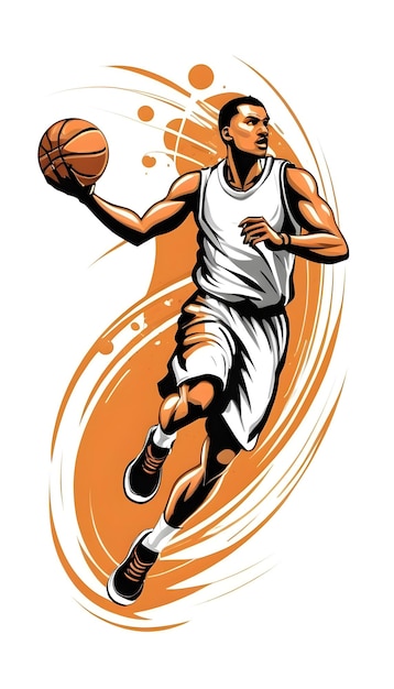 een tekening van een basketbalspeler met het nummer 7 erop