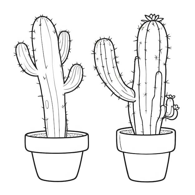 Foto een tekening van een cactus en een cactis