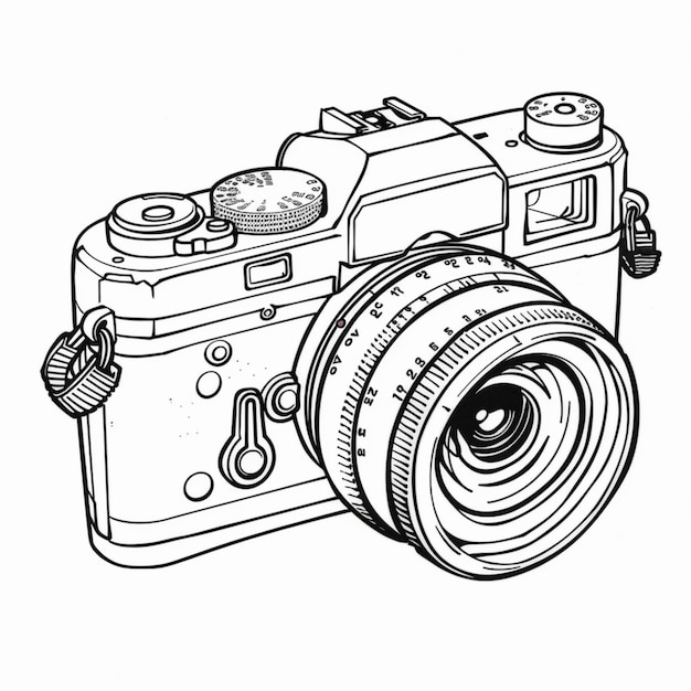 een tekening van een camera met een foto van een camera erop