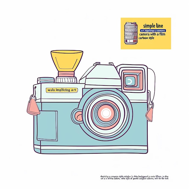 Een tekening van een camera met het woord "quote" erop.