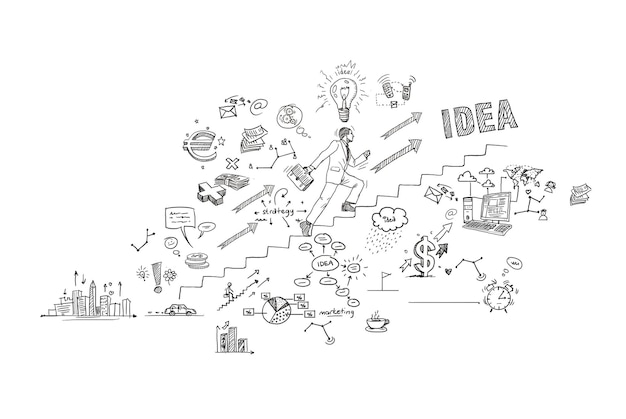 een tekening van een diagram waarop het idee staat